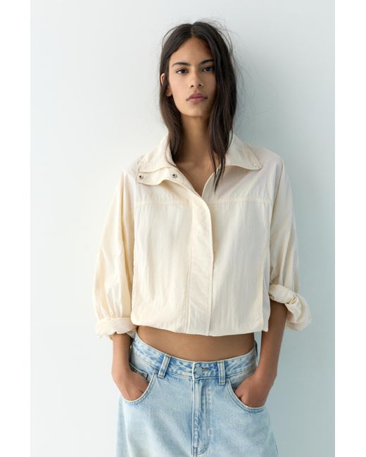 Pull&Bear Multicolor Cropped High Neck Jacket