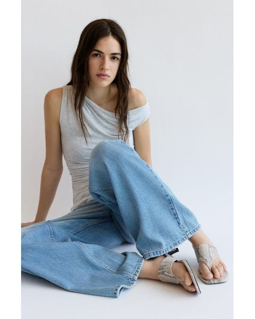 Pull&Bear Blue Snakeskin Print High-Heel Sandals