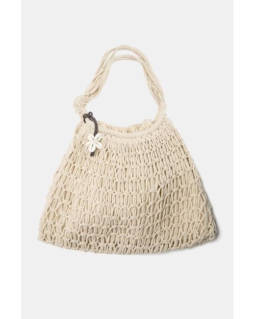 Pull&Bear Natural Shopper-Tasche Mit Häkelmuster Und Zierdetails