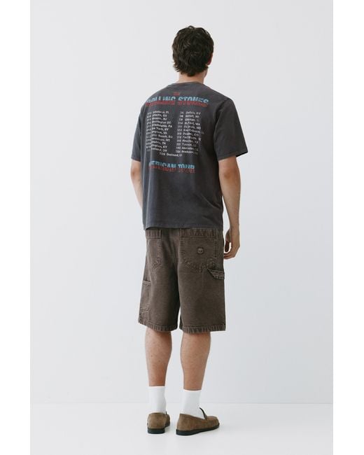 Pull&Bear Gray Rolling Stones T-Shirt for men
