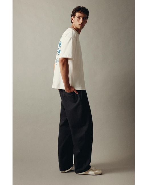 Pull&Bear Black Baggy Darted Chinos for men