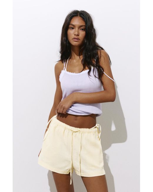 Pull&Bear Natural Linen Blend Shorts