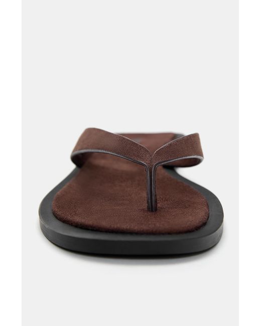 Pull&Bear Brown Flat Leather Sandals