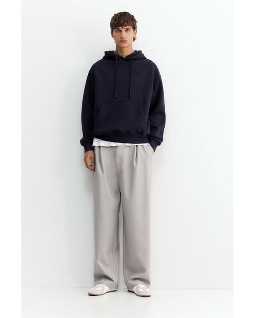 Pull&Bear Blue Basic Hooded Sweatshirt for men