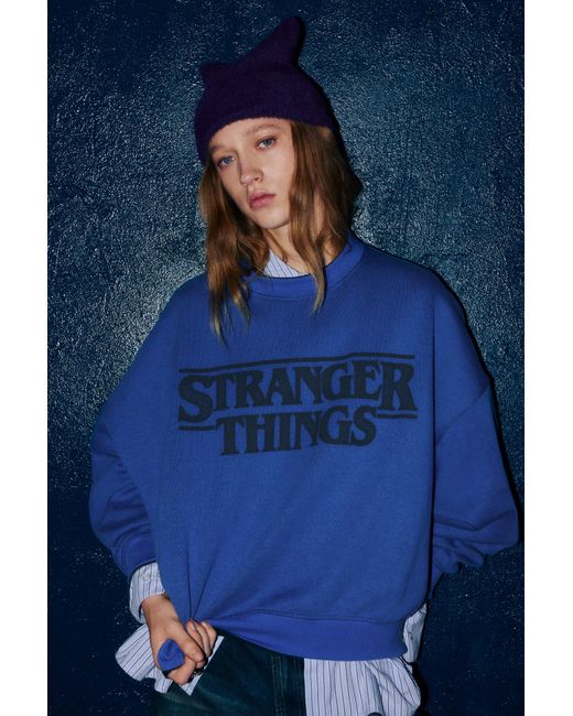 Pull&Bear Blue Reversible Stranger Things Sweatshirt