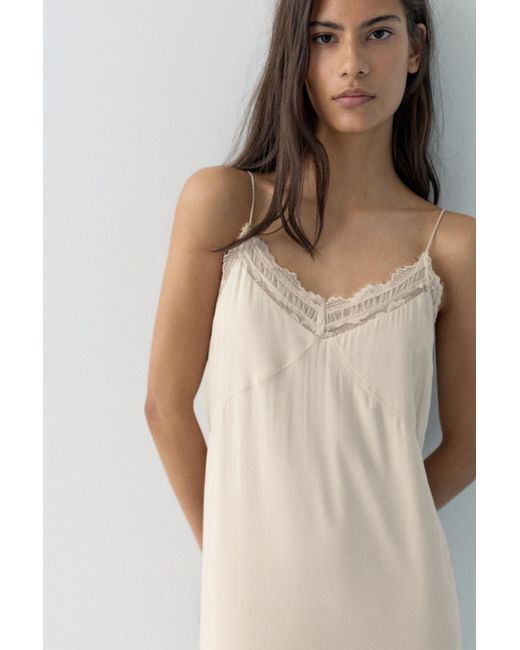 Robe Midi Nuisette Pull&Bear en coloris Natural