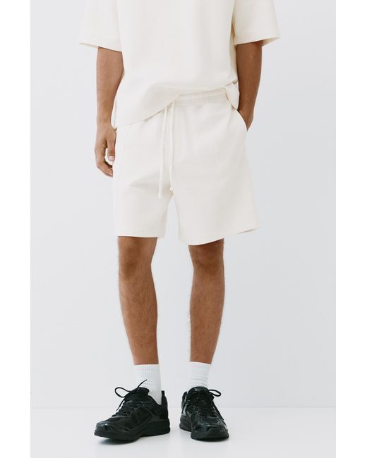 Pull&Bear White Interlock Jogger Bermuda Shorts for men