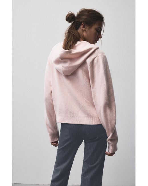 Pull&Bear Pink Zip-Up Hooded Cardigan
