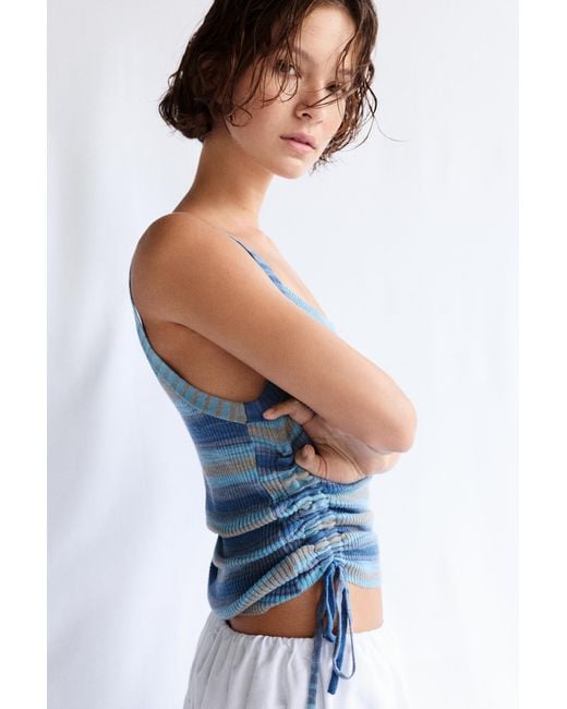 Pull&Bear White Gathered Knit Strappy Top