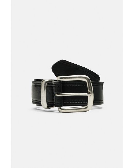 Pull&Bear Leereffect Riem Met Stiksels in het Black voor heren