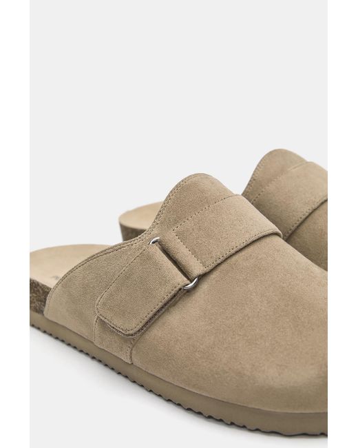 Pull&Bear Black Buckle Clogs for men