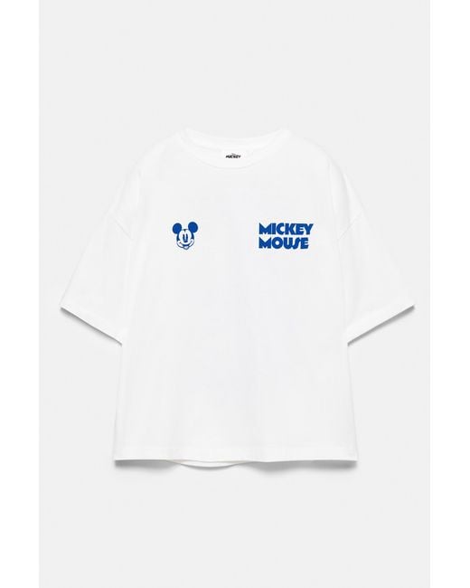 Pull&Bear Mickey Mouse T-Shirt in het White