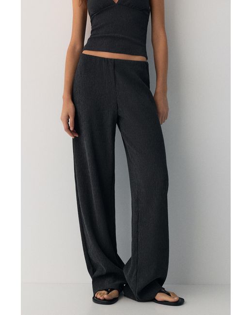 Pull&Bear Rechte Mousseline Broek in het Multicolor