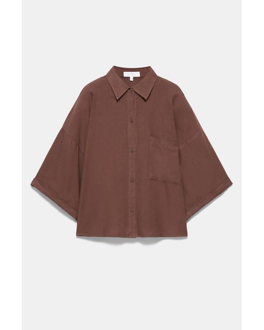 Pull&Bear Brown Linen Blend Shirt