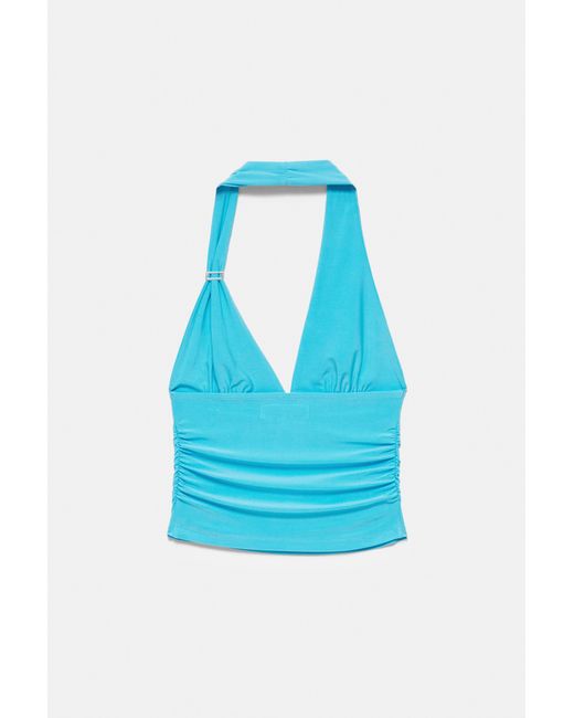Pull&Bear Haltertop Met Studs in het Blue