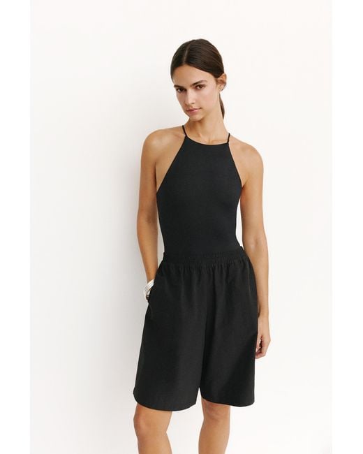 Pull&Bear Black Technical Bermuda Shorts