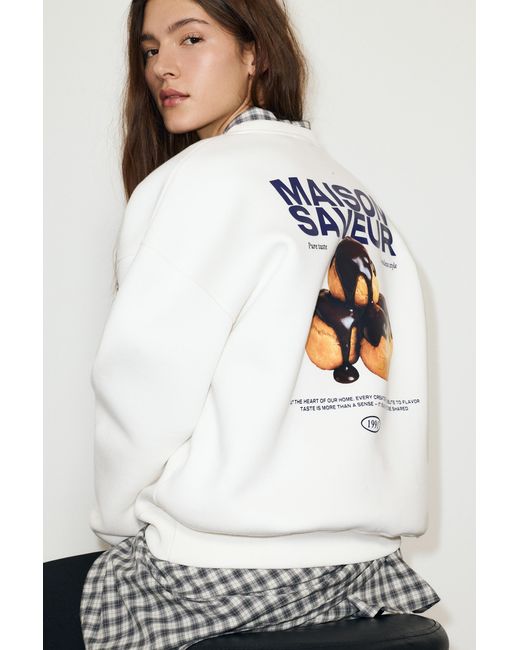 Felpa Con Grafica Profiteroles di Pull&Bear in White