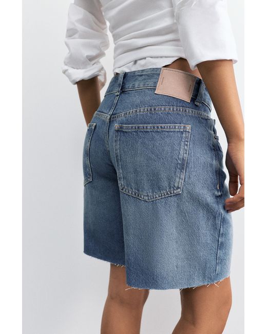 Pull&Bear Gray Low-Rise Denim Bermuda Shorts