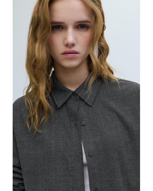 Pull&Bear Gray Pinstripe Shirt