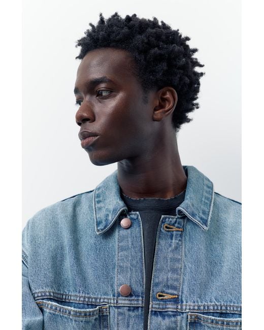 Pull&Bear Blue Denim Trucker Jacket for men