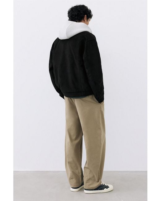 Pull&Bear Black Faux Suede Jacket for men