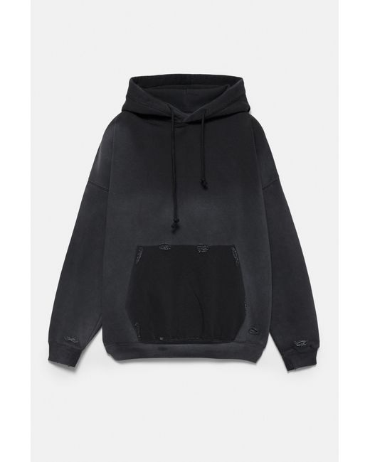 Sweat À Capuche Délavé Pull&Bear pour homme en coloris Black
