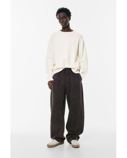 Pull&Bear White Soft Knit Jumper for men