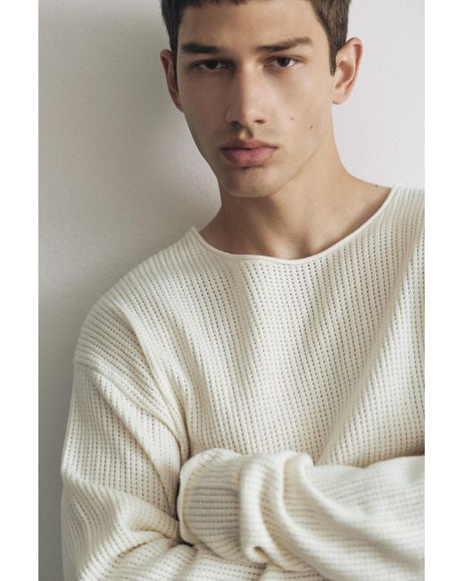 Pull&Bear Pullover Mit Lockerem Strickmuster in Gray für Herren