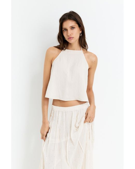 Pull&Bear White Flowing Halter Top