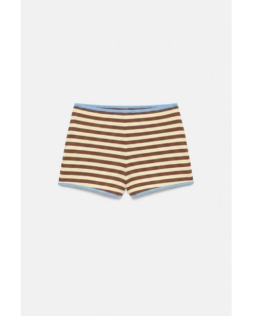 Pull&Bear Gestreepte Rib Short in het White