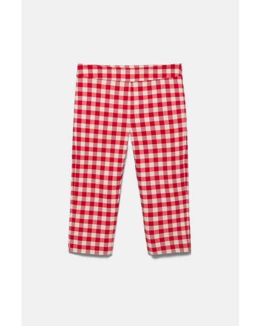 Pull&Bear Gray Gingham Check Capri Trousers