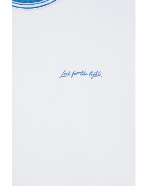 Pull&Bear White Embroidered Slogan T-Shirt for men