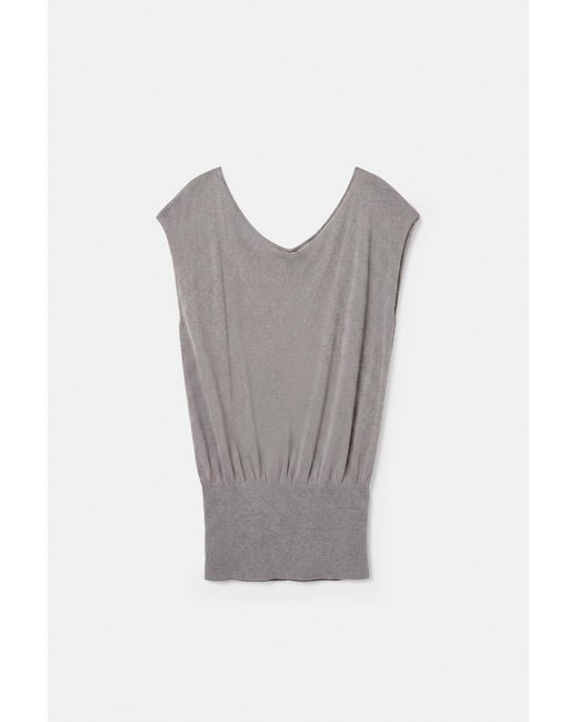 Pull&Bear Top Met Elastische Taille in het Gray