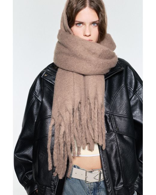 Pull&Bear Natural Maxi Mohair-Effect Scarf
