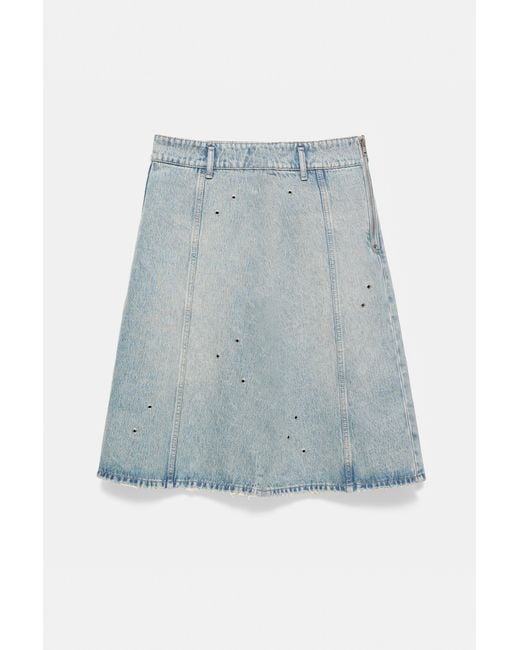 Pull&Bear Black Eyelet Midi Skirt