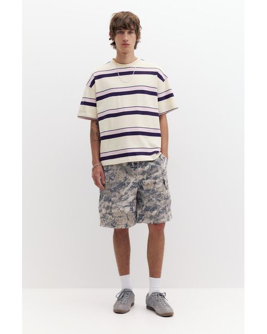Pull&Bear Gray Short Sleeve Striped T-Shirt for men