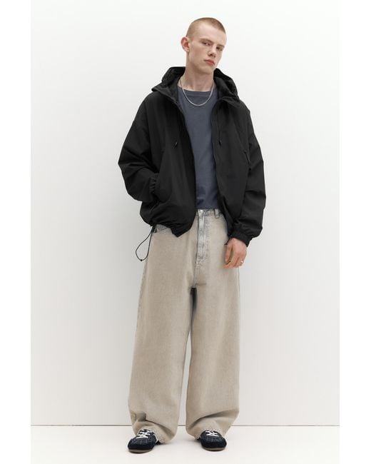 Pull&Bear Black Lightweight Hooded Raincoat for men