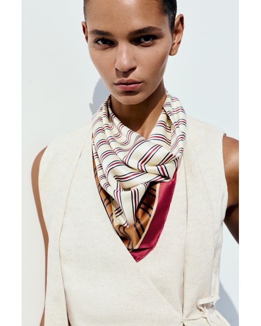 Pull&Bear White Striped Satin Scarf