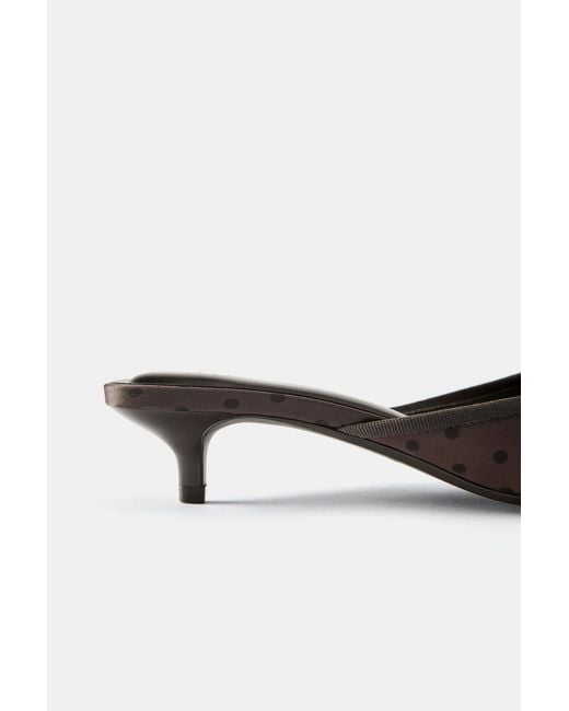 Pull&Bear White Polka Dot Mule Heels