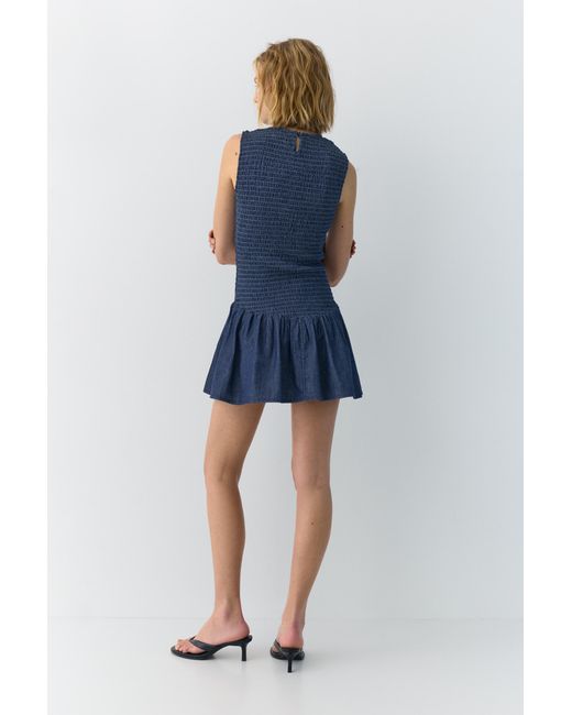 Pull&Bear Blue Short Denim Smock Dress