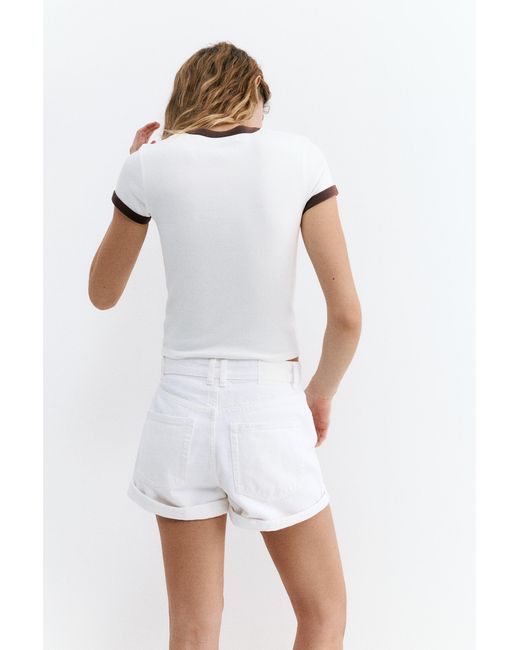 Pull&Bear Geribd T-Shirt Met Print in het Pink