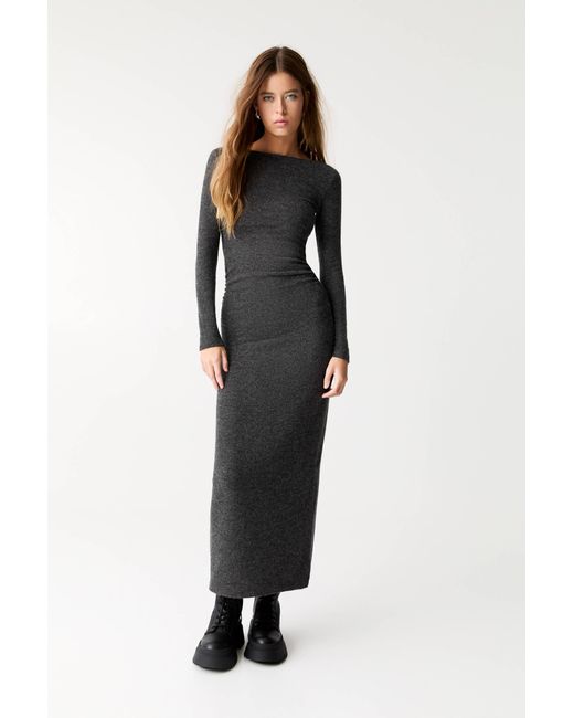 Pull&Bear Black Knit Midi Dress