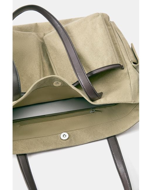 Sac Cabas Multipoches Pull&Bear en coloris Natural
