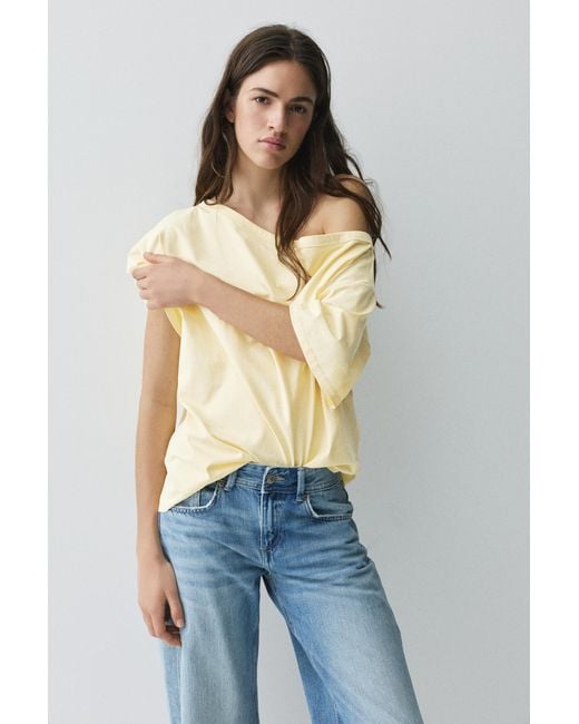 Pull&Bear Blue Asymmetric Short Sleeve T-Shirt