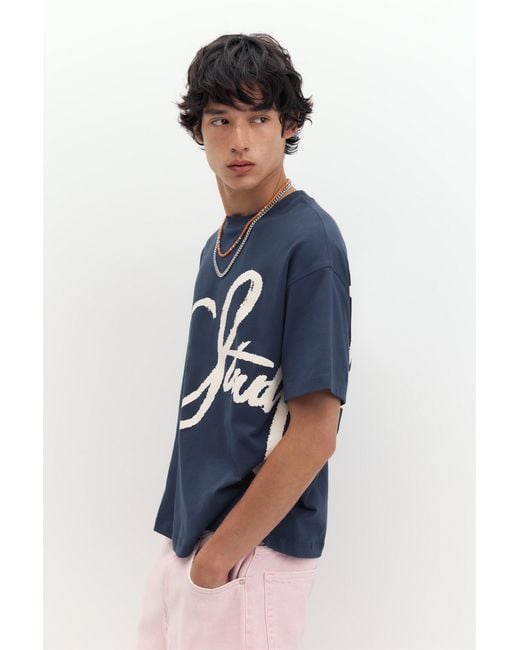 Pull&Bear Blue Stwd Graffiti T-Shirt for men