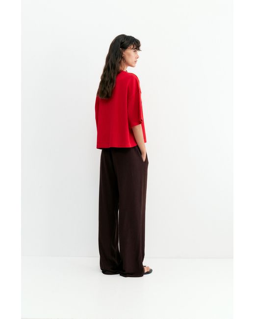 Pull&Bear Brown Flowing Trousers With Linen