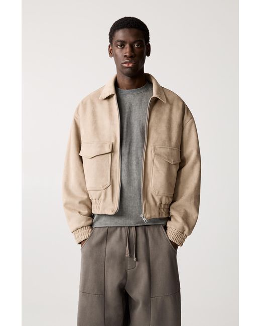 Pull&Bear Multicolor Cropped Faux Suede Jacket for men