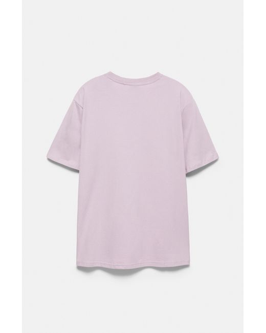 Pull&Bear Purple Basic Short Sleeve Cotton T-Shirt for men