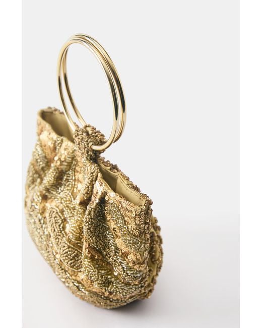 Pull&Bear Metallic Beaded Handbag