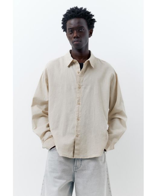 Pull&Bear Linnen Overhemd in het Blue voor heren